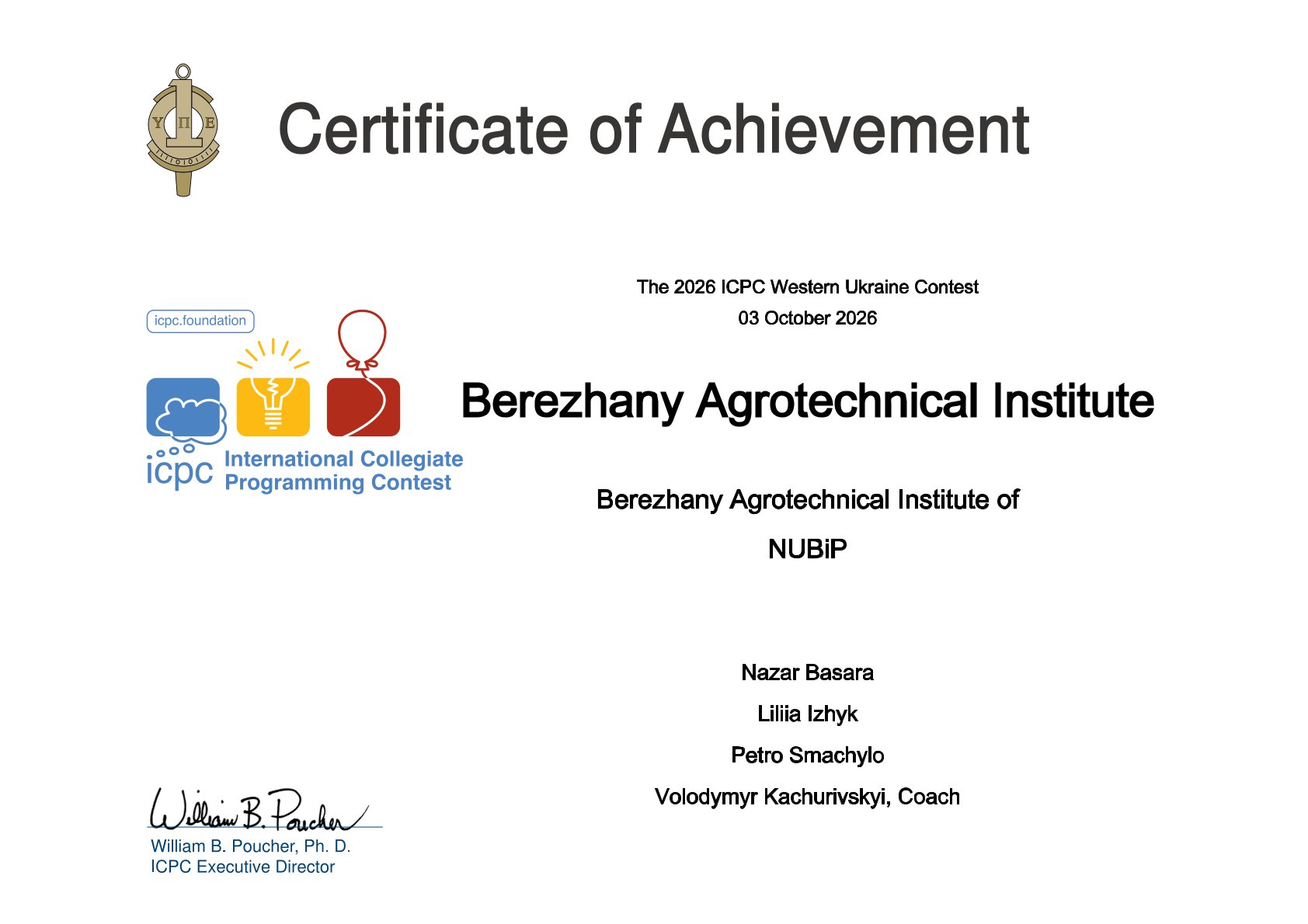 2027 ICPC Western Ukraine PLACE