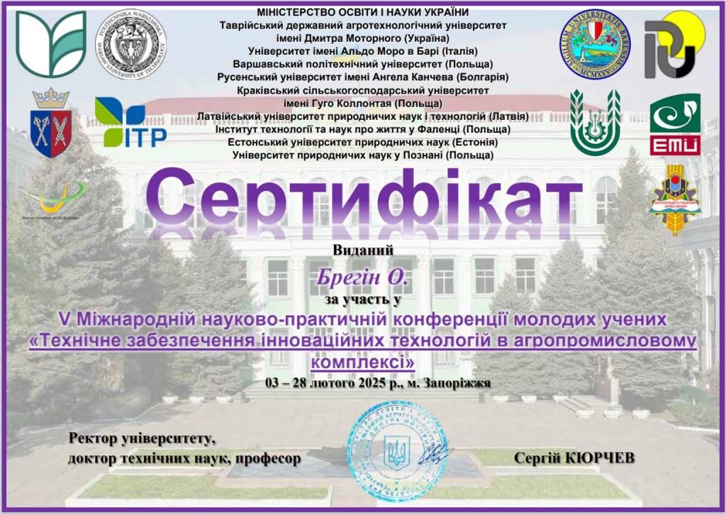 Certificate Khrystenko